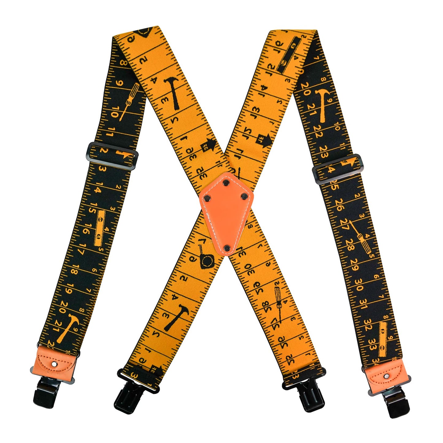 MELOTOUGH Men suspender with 2 inch elastic fully adjustable X back Industrial Strength Suspender (Black Rule)