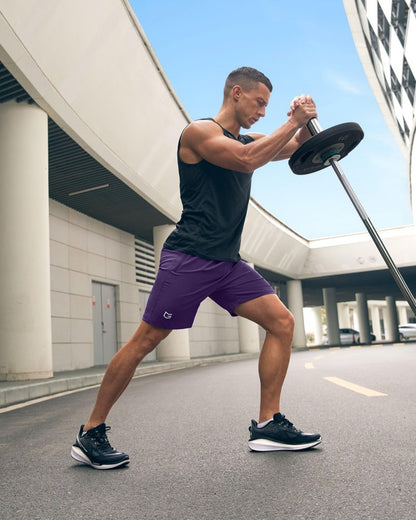 Men's Athletic Running Shorts with Zipper Pockets Quick Dry 7"/ 5"/ 9" Workout Gym Shorts for Basketball Hiking(Purple,7XS)