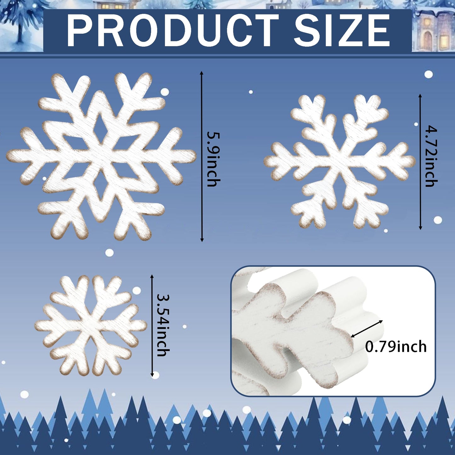 3 Pcs Winter Snowflake Wooden Table Sign Christmas Snowflake Wood Blocks Centerpiece Rustic Farmhouse White Snowflakes Tabletop Decorations for Winter Xmas Wonderland Tiered Tray Home Shelf Decor
