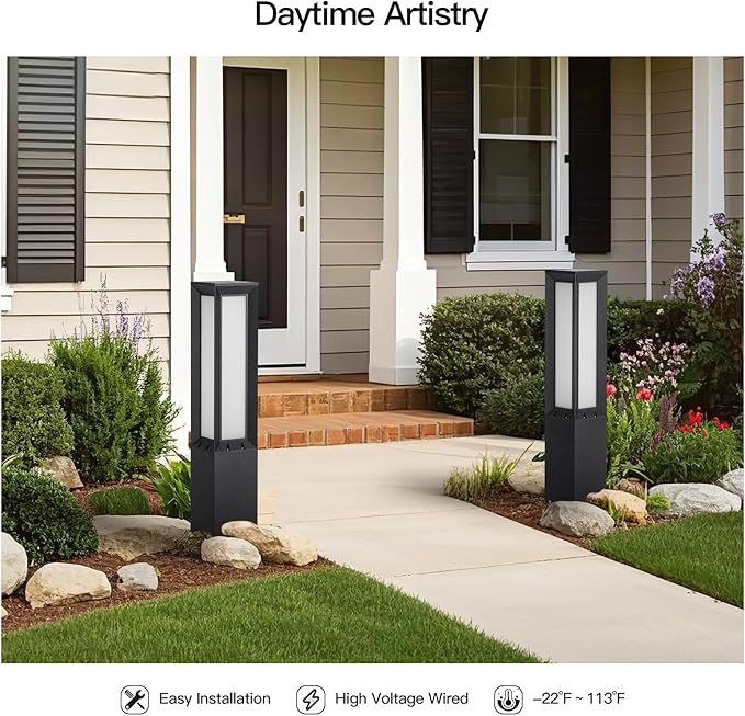 Landscape Path Light Hard Wired, 31.5" Outdoor Pathway Lights AC100-240V, Waterproof Bollard Driveway Lamp, Modern 3000K Standing Lighting Patio Lawn Tall Garden Lantern for Commercial Walkway