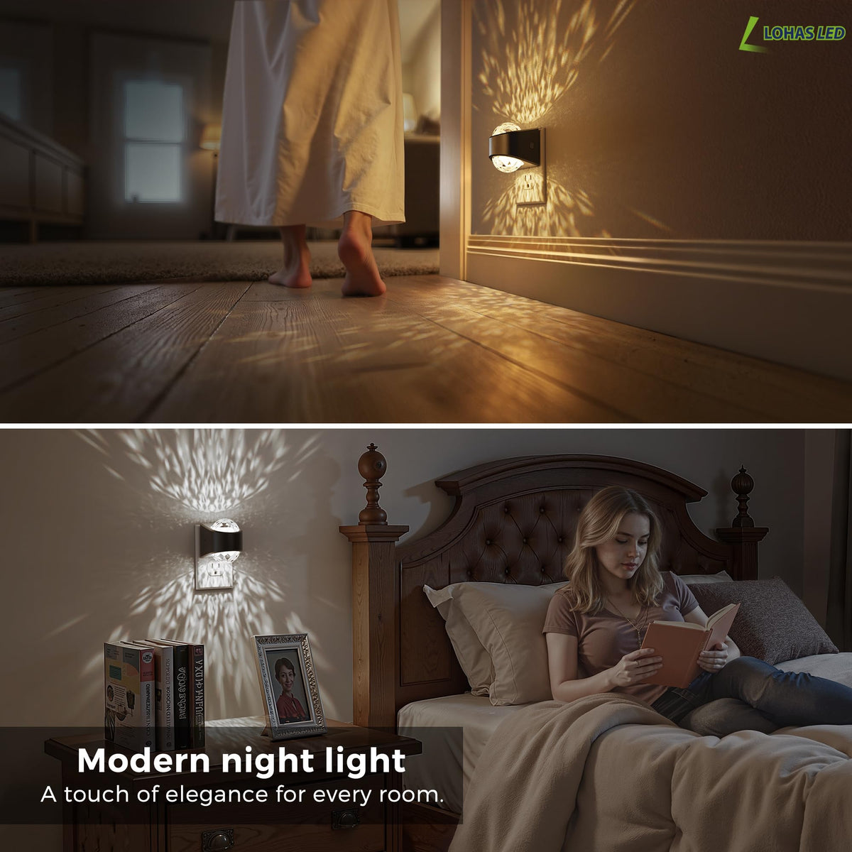 L LOHAS LED Night Lights Plug into Wall, Projector Night Light with Dusk to Dawn Sensor,1600K/3000K/5000K Adjustable, Nightlight for Kids Hallway Christmas Gift