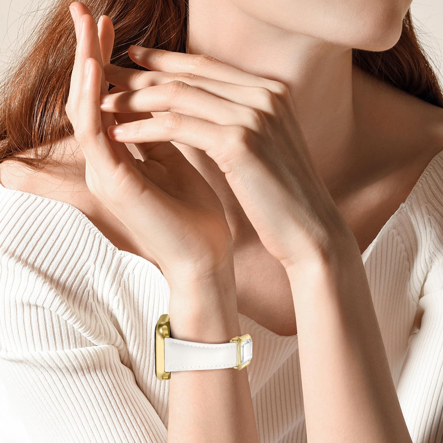 Newlibery Designer Leather Bands Women Compatible with Apple Watch 40mm 38mm 44mm 45mm 41mm 42mm 46mm 49mm Magnetic Clasp Strap for iWatch Series Ultra/SE/11/10/9/8/7/6/5/4