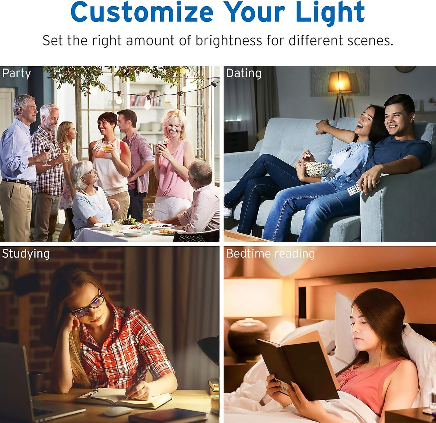 Etekcity ESL100 Smart Light Bulb Compatible with Alexa, Google Home and IFTTT, 4 Count (Pack of 1), 9W (60W Equivalent), 806LM, 2700K, No Hub Required, 4 Pack