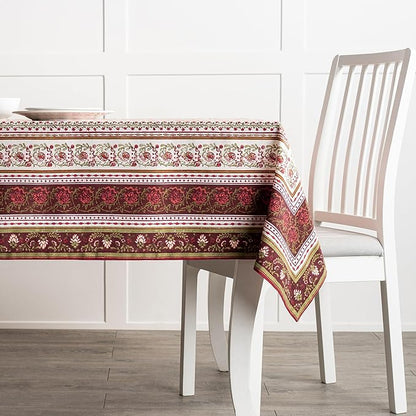 Maison d' Hermine Table Cloth Rectangle Table 100% Cotton 70 x 140 Inches Fall Tablecloth Reusable Everyday Use for Thanksgiving Christmas Decorations Dining Farmhouse Party (Reveillon Au Jardin)