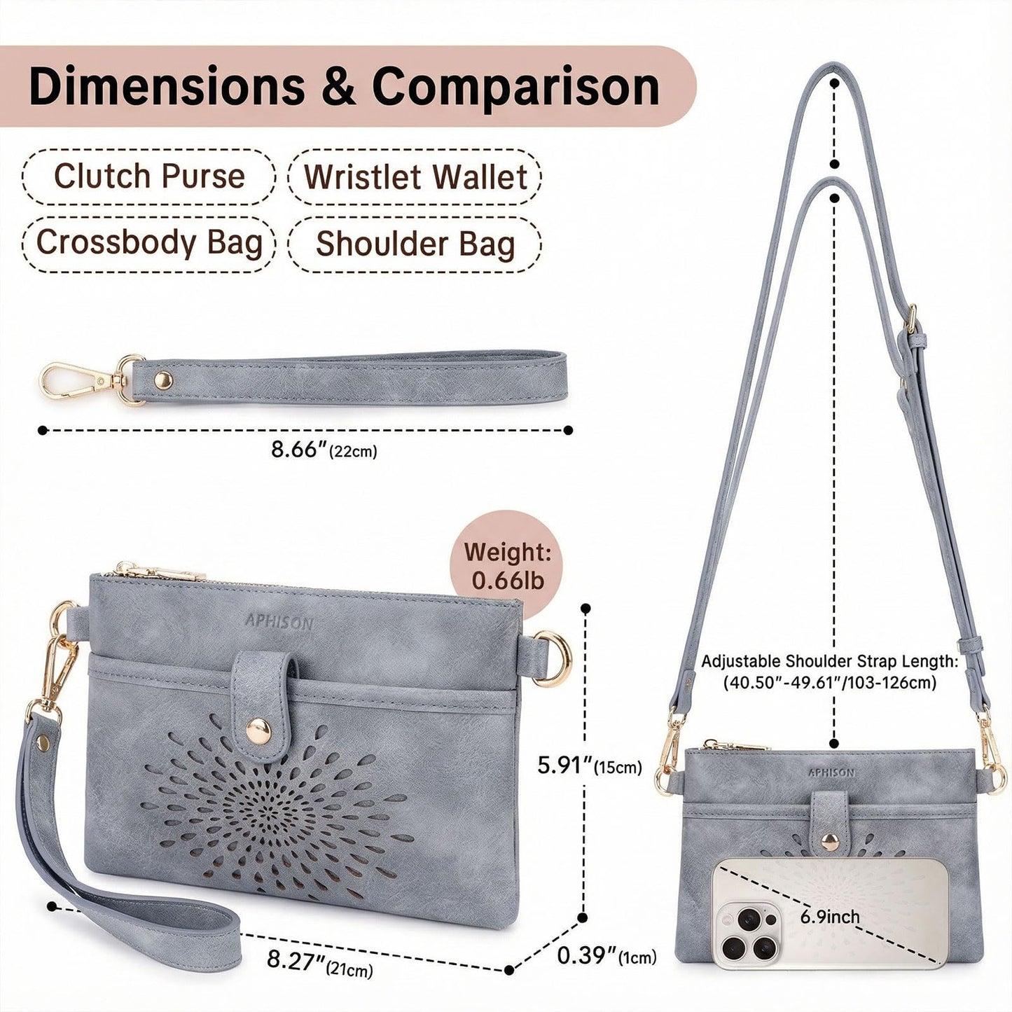 APHISON Wristlet Wallets Clutch Purses Small Crossbody Bags For Women, Cell Phone Wallet Purse RFID Wallet Women