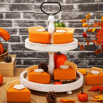 Hahafelt Fall Thanksgiving Felt Pumpkin Pie Decorations Faux Pumpkin Pie Slice Fall Tabletop Decor Mantel Table Centerpieces for Home Autumn Table Display House Harvest Play Holiday Festive Gift