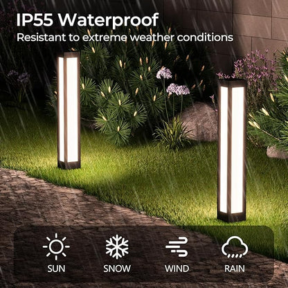 SkyGlow Bollard Light, 120V Line Voltage 32" Stainless Steel LED IP55 Waterproof Outdoor Modern Landscape Path Lights, 3000K Curb Appeal for Garden Pathway Lawn Patio Courtyard Driveway Commercial
