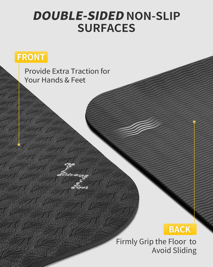 CAMBIVO Large Yoga Mat (6'x 4'), Extra Wide Workout Mat for Men and Women, Yoga Mat Thick 1/3 &1/4 Exercise Mats for Home Workout, Yoga, Pilates (Black,1/4 inch)