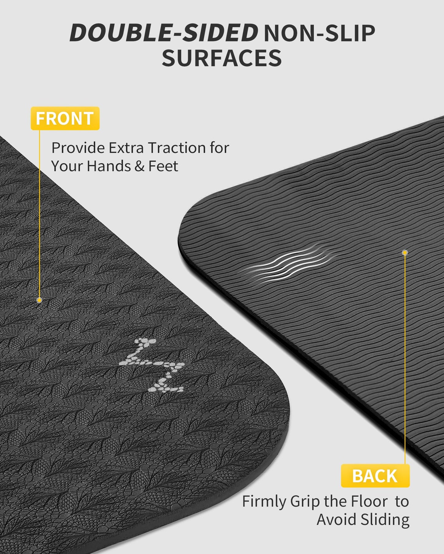 CAMBIVO Large Yoga Mat (6'x 4'), Extra Wide Workout Mat for Men and Women, Yoga Mat Thick 1/3 &1/4 Exercise Mats for Home Workout, Yoga, Pilates (Black,1/4 inch)