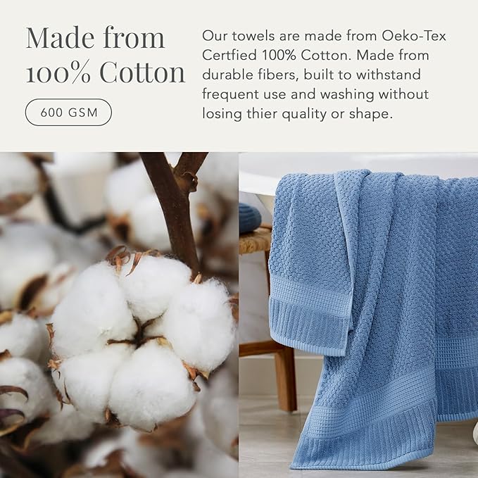 NY Loft 100% Cotton Hand Towel 6 Pack | Super Soft & Absorbent Quick-Dry Hand