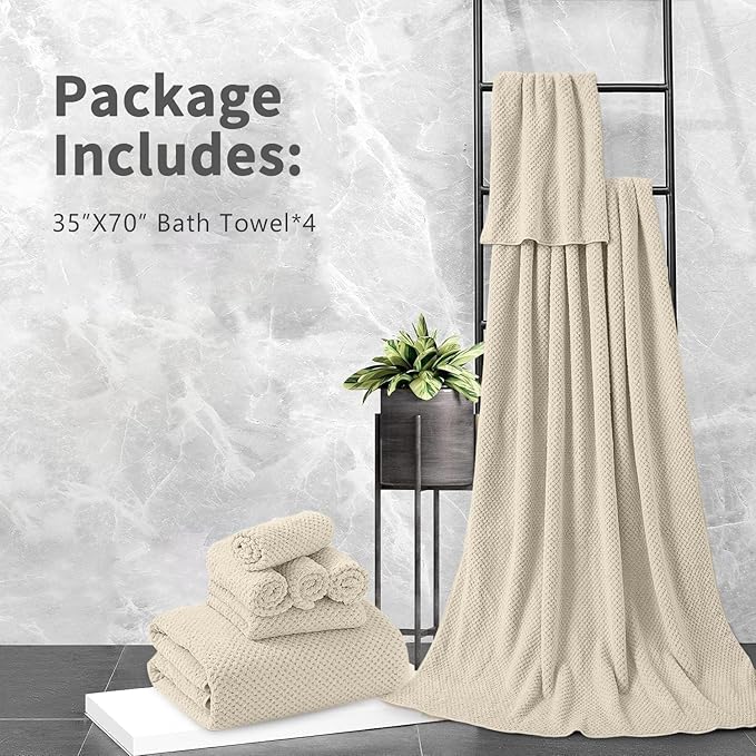 Extra Large Bath Towel Set of 4, Oversized Bath Sheet Super Soft Highly