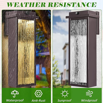 2 Packs Dusk to Dawn LED Outdoor Light 20" Extra Large , Oil Rubbed Bronze Modern Exterior Lighting Fixtures, Outside Porch Lights Wall Mount, Mid-Century Brown Wall Lantern Patio Sconce Lamp