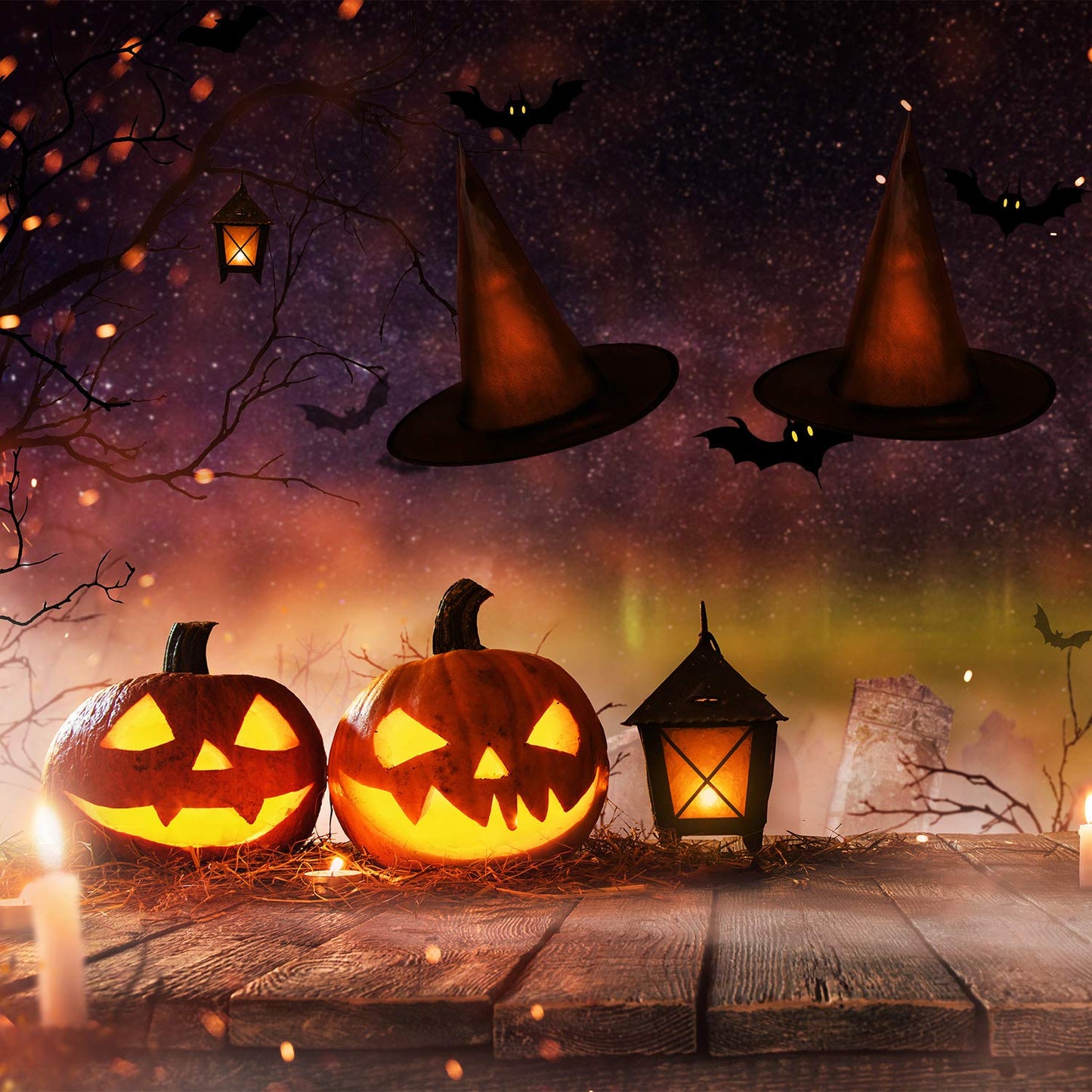 Gejoy 10 Pieces Halloween Decorations Witch Hat Hanging Witch Hat with 246 Feet Hanging Rope Accessory for Halloween Party Multi