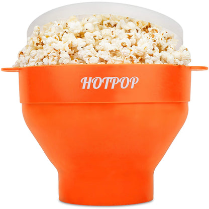 The Orginal HotPop Silicone Popcorn Maker - Microwave Popcorn Popper with Handles - Collapsible Bowl, Heat-Resistant, Easy to Clean, Ideal for Family Movie Nights, 15-Cup Capacity - Red
