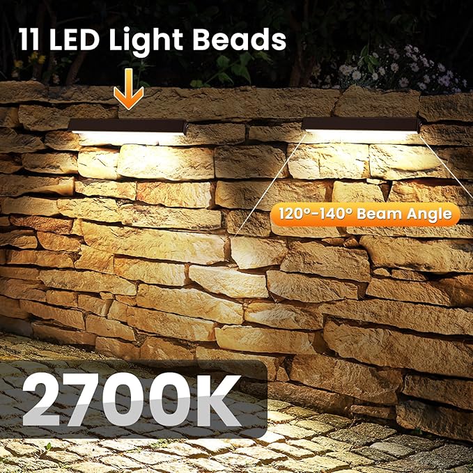 ZZXX 8 Inch Retaining Wall Lights 5W LED Hardscape Lighting 2700K 12-24V Low Voltage Step Light with Photocell Sensor IP68 Waterproof Paver Lights Outdoor for Deck Fence Patio Walls Stairs,12 Pack