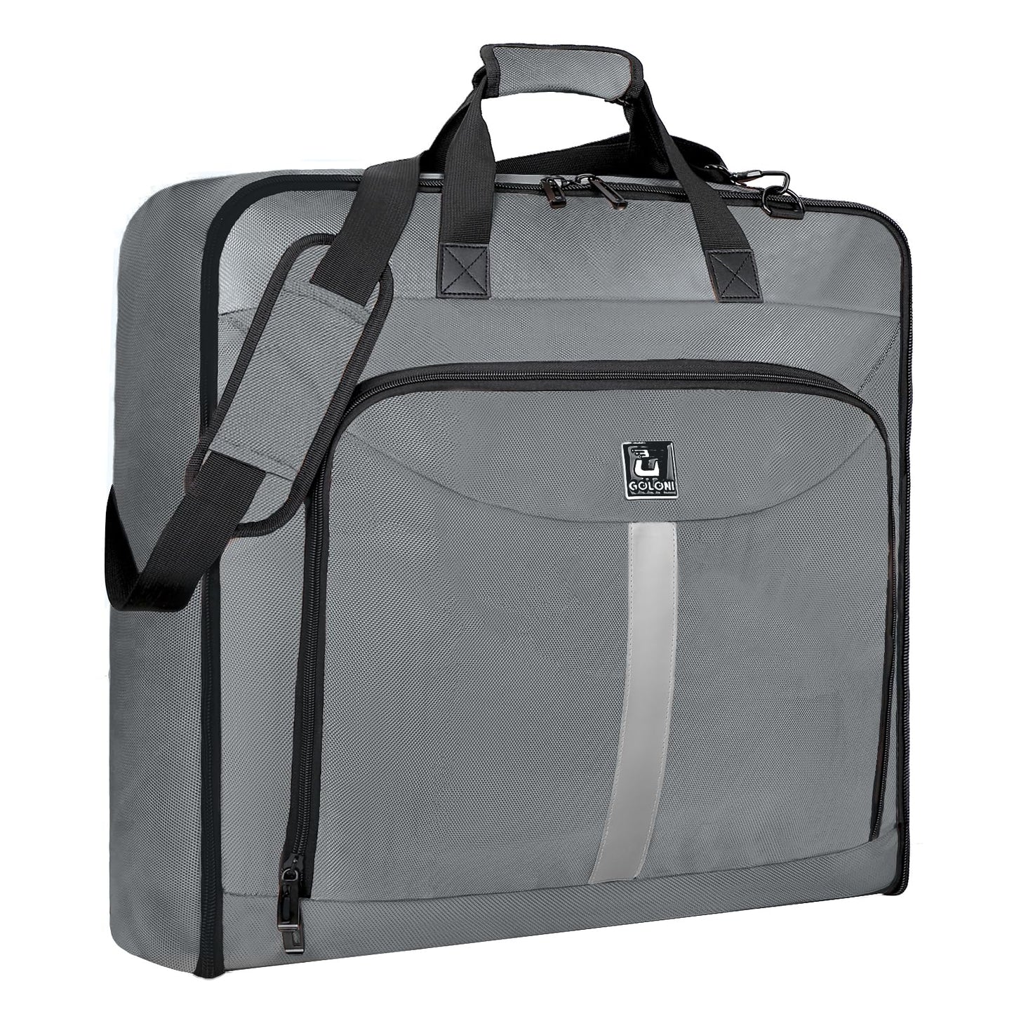 Goloni Garment Bag Suit Bag for Travel & Business, Hanging Shoulder Garment Cover, Foldable Waterproof Clothes Protector for Suit Jacket Dress Coat Wardrobe Storage Grey
