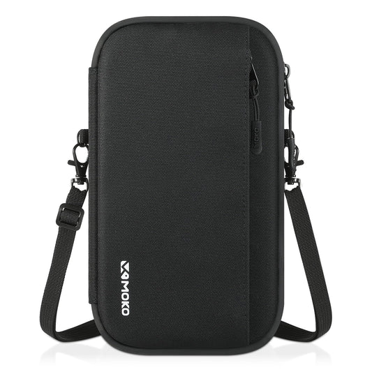 MoKo Family Passport Holder for 8, RFID Blocking Passport Wallet with Airtag Hole & Shoulder Strap, Travel Documents Organizer, Holiday Essentials Travel Wallet for Tickets, Cards, Cash, Keys, Black