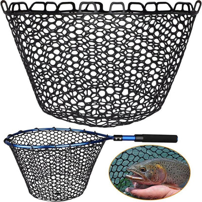 Rubber Fishing Net Replacement - Clear & Black Foldable Landing Net for Freshwater & Saltwater | 5 Sizes Available