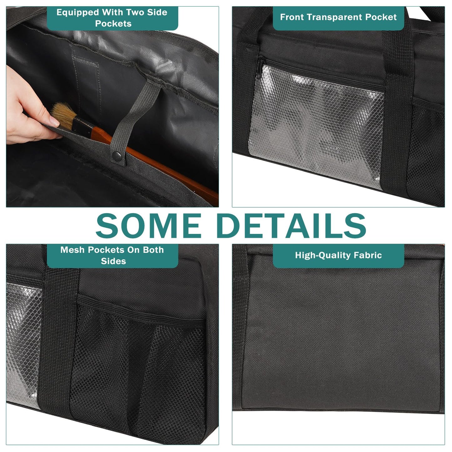 Frjjthchy Grill Tool Storage Bag, Large Grill Utensil Storage Caddy with Pockets, Portable Grill Accessory Storage Bag for Outdoor Camping & BBQ (Black)