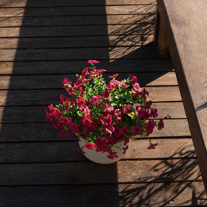 Outdoor Artificial Flowers, 8 Bundles Fake Flowers Autumn Decoration, No Fade Faux Plastic Shrubs for Garden Patio Porch Window Box Fall Decor (Rose)