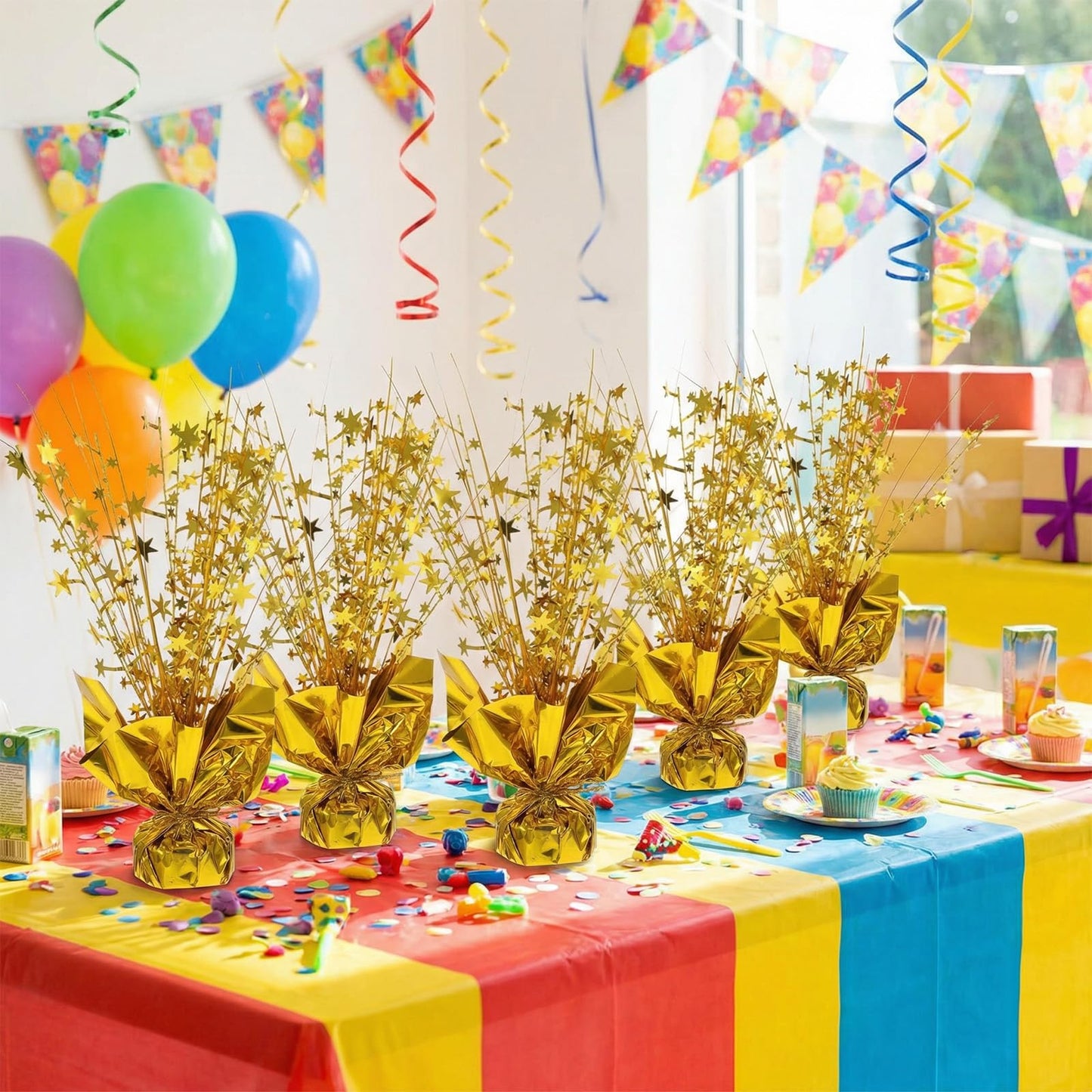 12 Pack Metallic Foil Spray Centerpiece Star Table Decoration Burst Table Centerpieces for Birthday Star Tabletop for Birthday New Years Nye Wedding Anniversary Graduation Holiday Party Supplies Decor