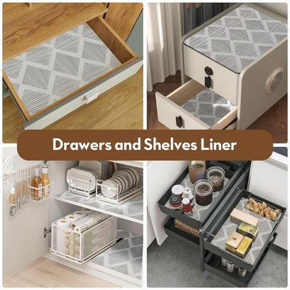 Shelf and Drawer Liners for Kitchen Cabinets Non-Adhesive Cabinet Liner Non-Slip 12" x20FT, Waterproof Shelf Paper Thickened Mats, Protection for Shelves, Cupboard, Dresser, Pantry, Bathroom Drawers