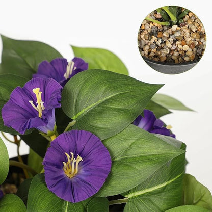 Briful Artificial Hanging Flowers in Pot 25.6" Faux Silk Morning Glory Flower Vine with Cascading Greenery Fake Hanging Plants for Home Office Bathroom Table Shelf Decor(Purple)