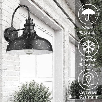Bestshared Large Outdoor Farmhouse Barn Lights 16 Inch Dome Outdoor Wall Lighting Fixture Industrial Wall Sconces Exterior Mount Lantern Light for Porch,Entryway,Garage (1Pack,Black+White)