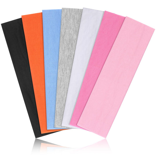DiyJibb Headbands for Women, Stretchy Non Slip Soft Cotton Cloth Hair Bands for Sports, Workout, Yoga and Running, 7pcs