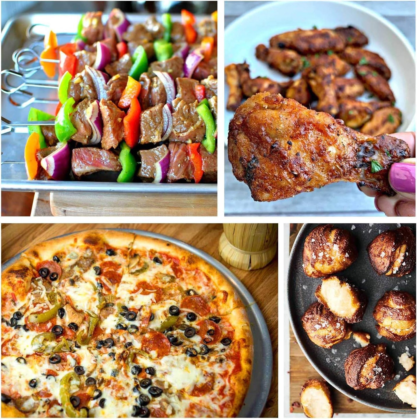 Air Fryer Accessories Set Fit for Gowise Gourmia Cozyna Ninja,Fit All 2.3qt-3.2qt Air Fryer,Kits with Skewers Silicone Mat,Pizza Pan,Cake Barrel,Non-Stick,Dishwasher Safe,Universal,6 Inch 10pcs,Black
