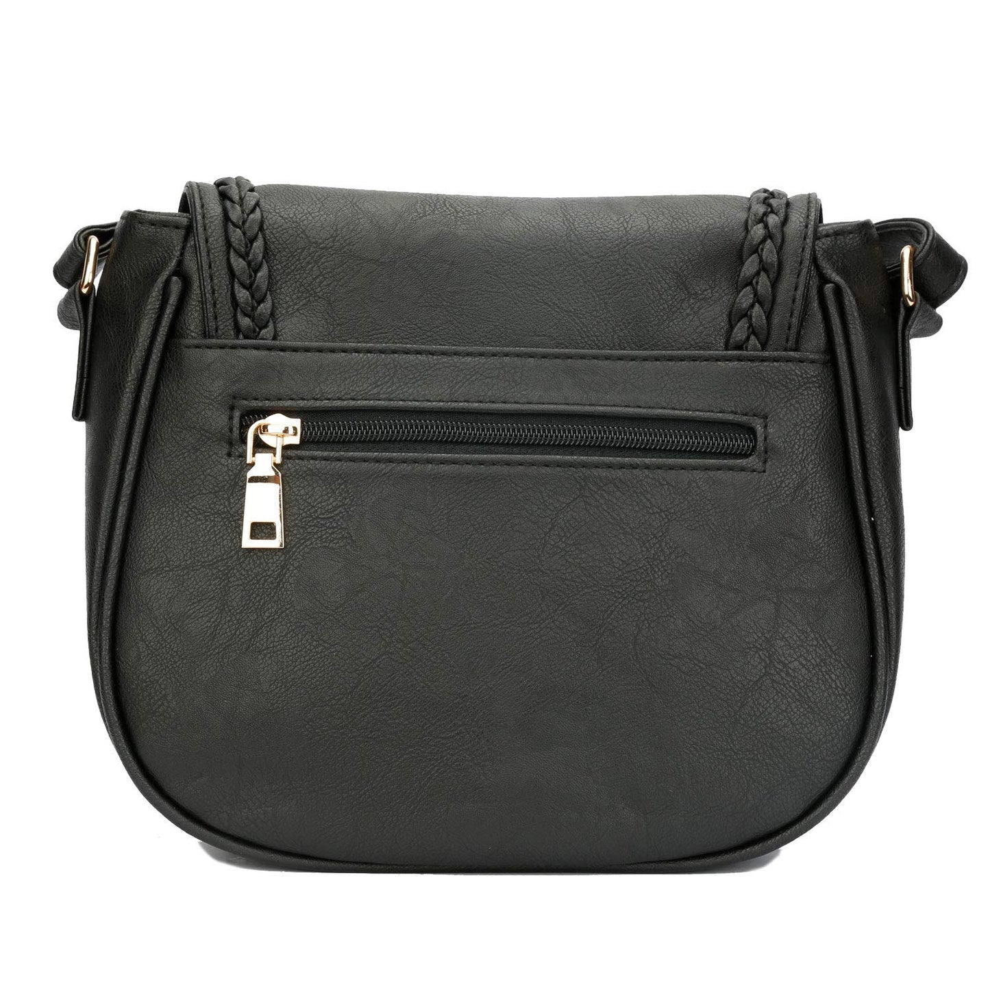 KKXIU Casual Flap Saddle Crossbody Bags for Women Small Handbags PU Leather Shoulder Bag Purse with Tassel (Z-Black)