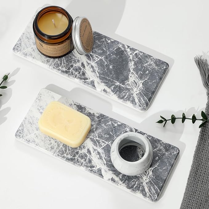 2PCS Bathroom Sink Vanity Trays, Water Absorbing Diatomite Stone Quick Drying