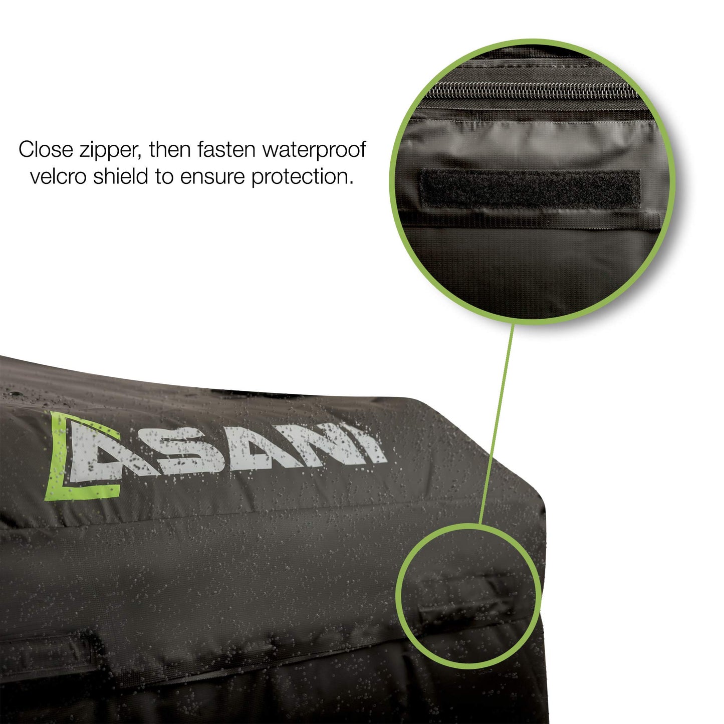 Asani Waterproof Car Roof Top Cargo Carrier Bag with 8 Heavy-Duty Straps and Buckles | Weatherproof Luggage Roofbag for Rooftop Racks | Car Topper Bag for Sedan, SUV, Vans & More (15 Cubic Feet)