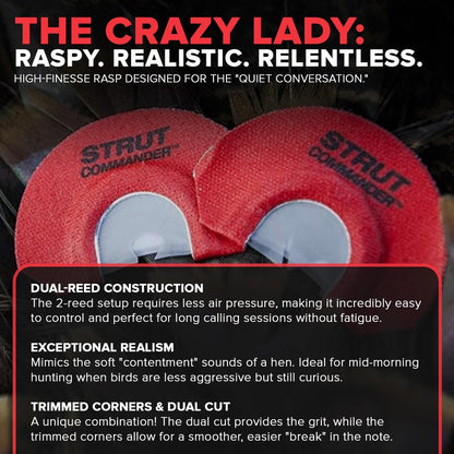 Strut Commander Turkey Mouth Call | Must Have Hunting Accessory | Turkey Hunting Reed Realistic Sound Mouth Call, Crazy Lady Call