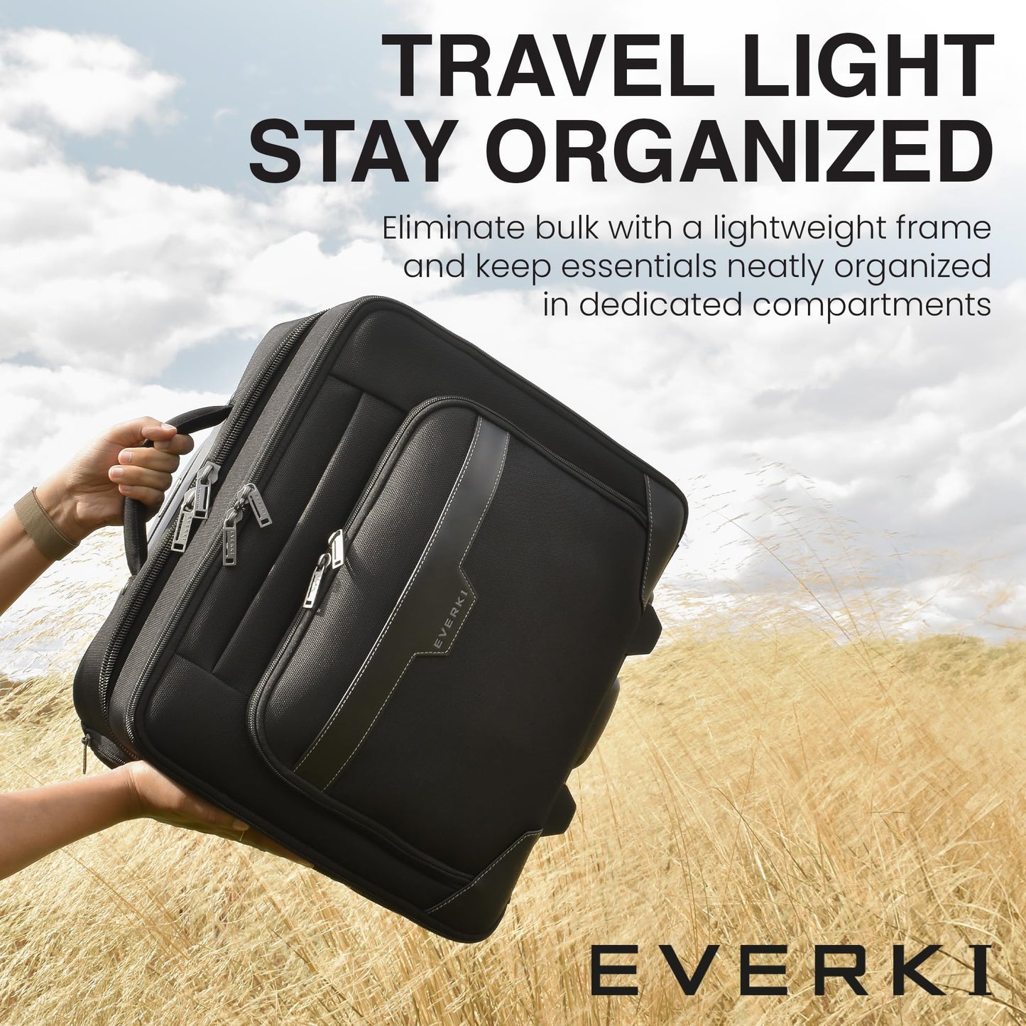 EVERKI Journey 27L Rolling Laptop Briefcase – Carry On Luggage with Wheels for Business Travel Lightweight Mobile Office Work Bag with Padded Compartment & Tablet Pocket Fits Laptops up to 16" – Black