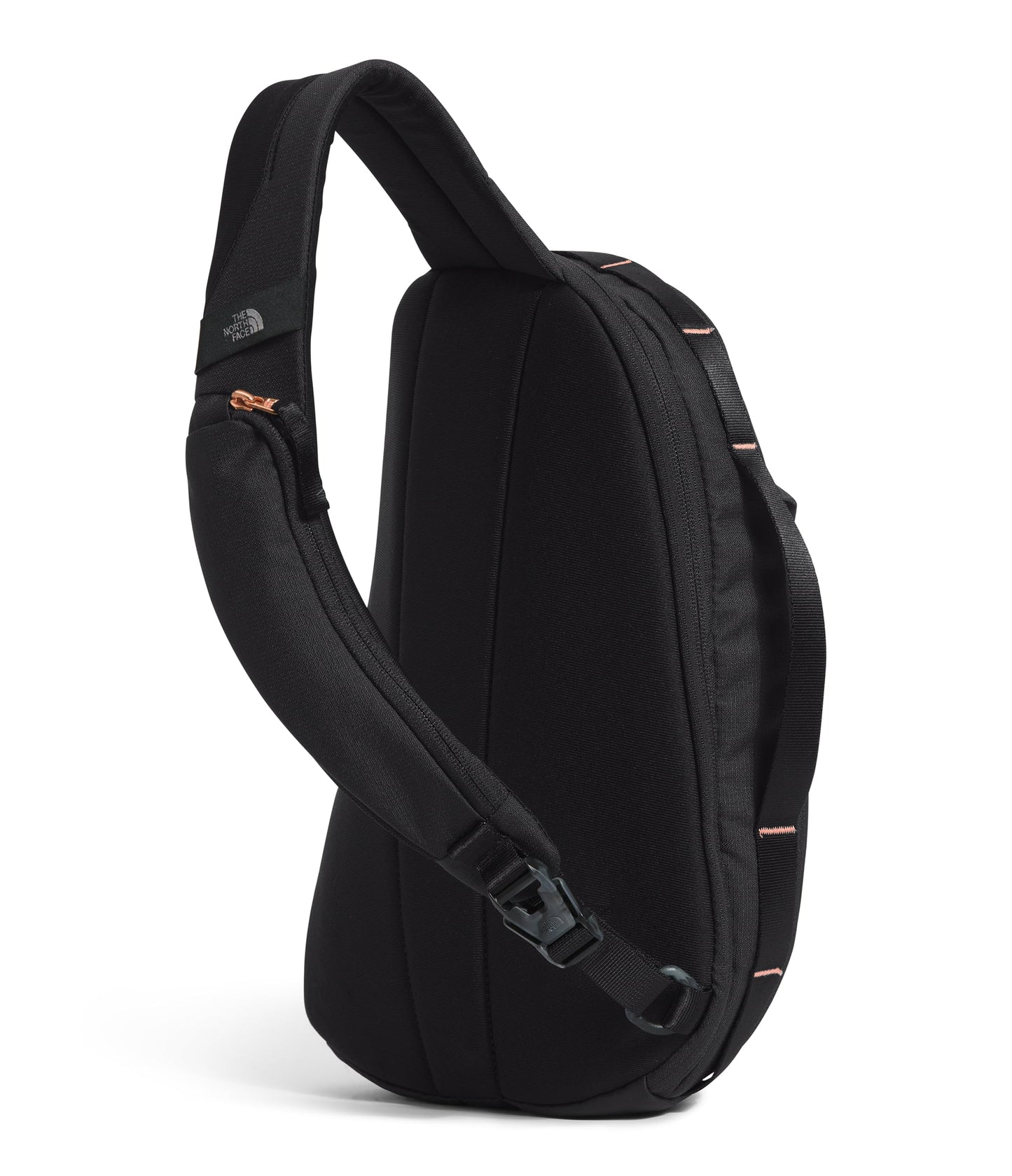 The North Face Women's Isabella Sling - Slim Carry Crossbody Bag with Large Main Compartment, Water-Repellent Finish, TNF Black Light Heather/Burnt Coral Metallic-NPF, One Size