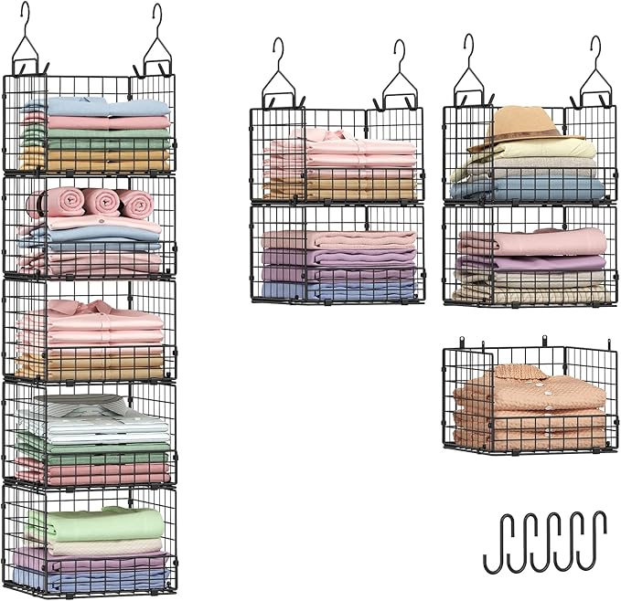 Sonyabecca 5-Tier Hanging Closet Organizer – Black Closet Storage Shelves