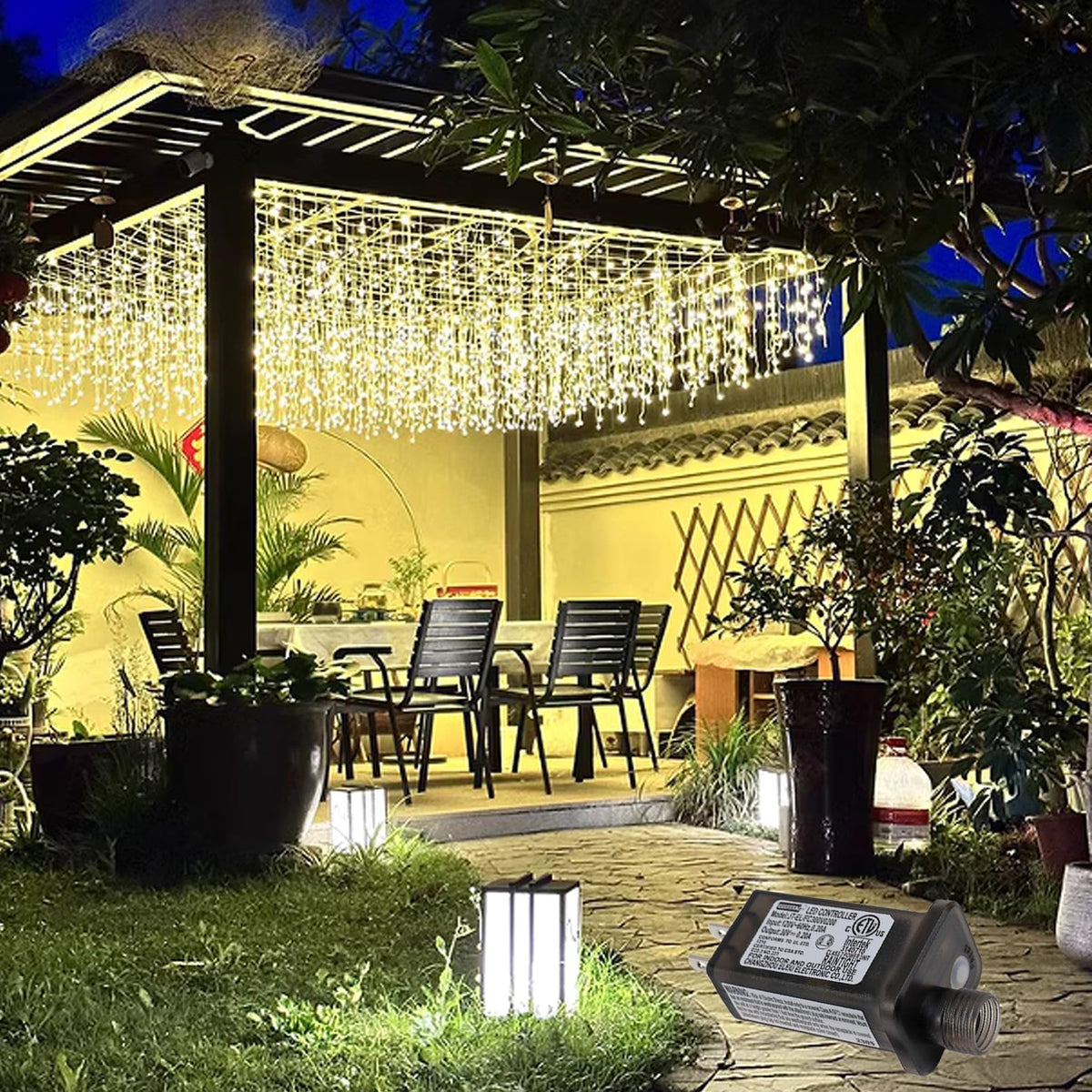 ZIMINGU Icicle Lights Outdoor, 32.8 FT 400 LED 8 Modes Christmas String Fairy Lights with 80 Drops, Twinkle Waterproof Connectable for Roof Balcony Business Park Decor, Warm White, 10M