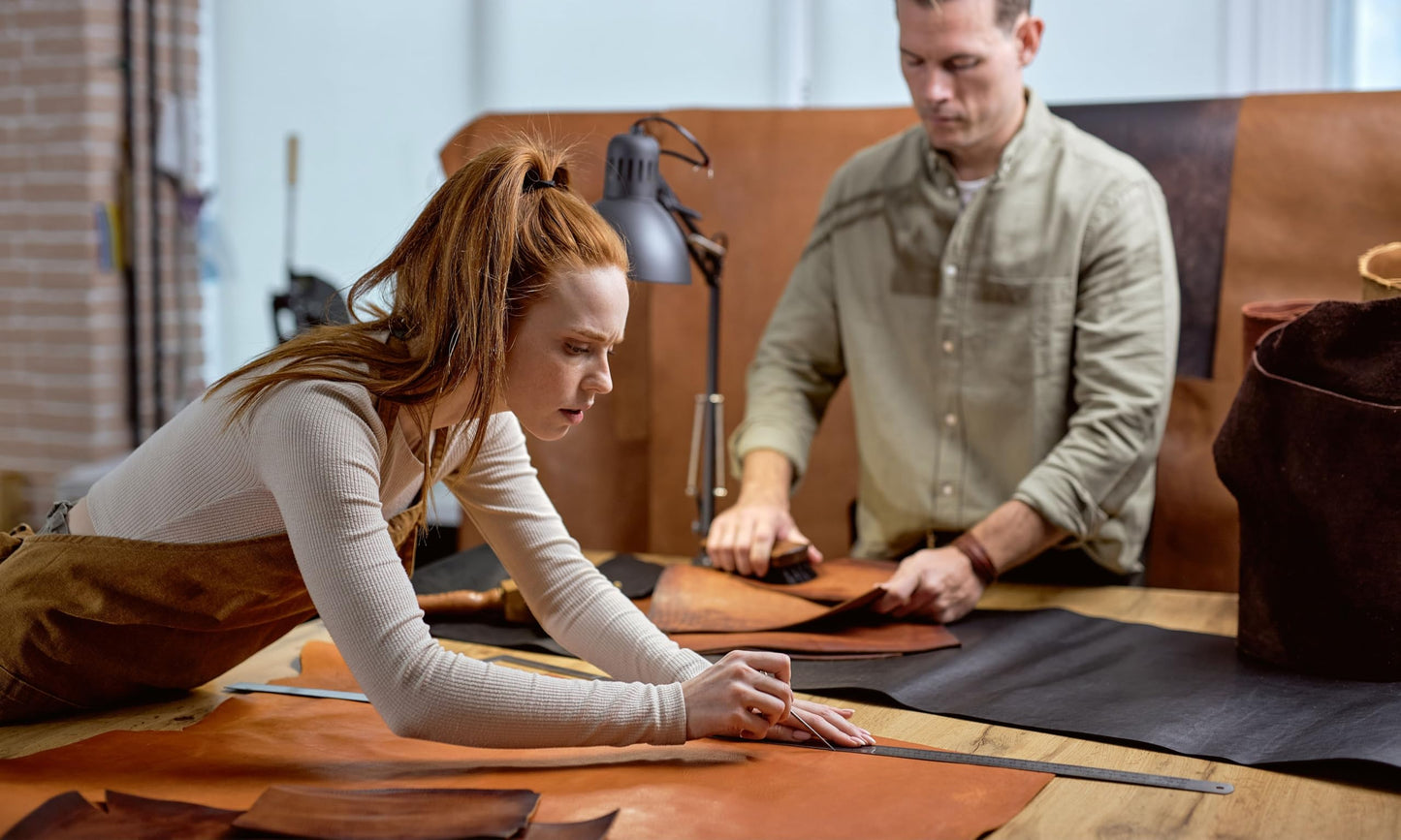 Toprank Leather Sheets for Crafts 24"x12" Precut Full Grain Cowhide (1.6mm) Square Piece, Camel