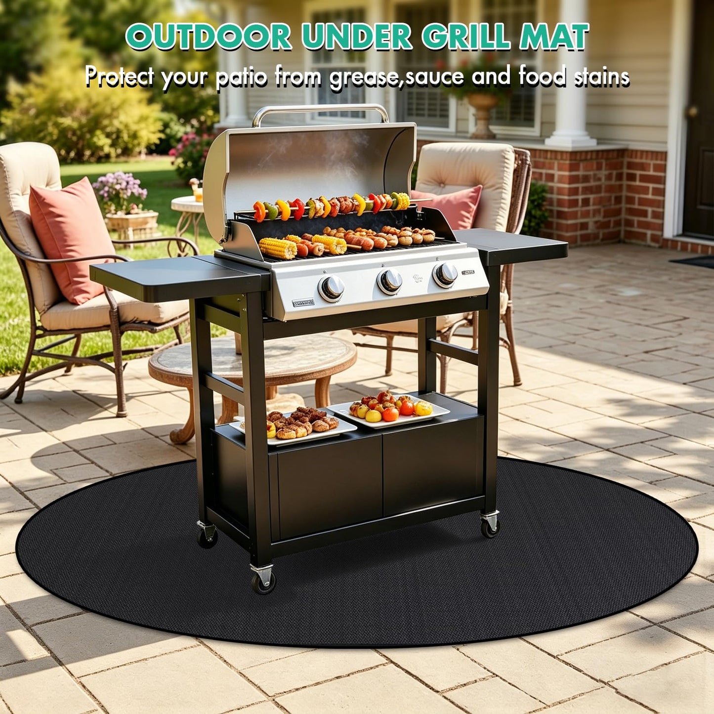 Funshot Round Fire Pit Mat 36 Inch, Fireproof Deck Protector, Heat Resistant Waterproof Pad for Patio, Lawn & Outdoor Fire Pit
