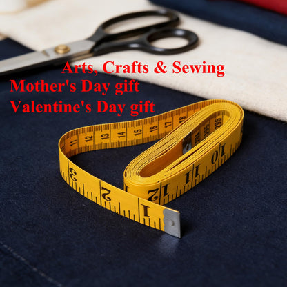 Soft Tape Measure Double Scale Measuring Tape Body Sewing Flexible Tailor Craft Vinyl Ruler for Weight Loss Medical Body Measurement, Has Centimetre Scale on Reverse Side (2pcs Yellow-60 inch)