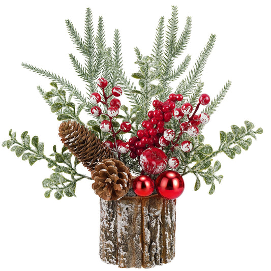 Shaxcoq Christmas Centerpieces for Tables – Tabletop Christmas Decorations with Pine, Cones & Berries – Indoor Holiday Decors for Home, Office, Kitchen or Fireplace Mantel