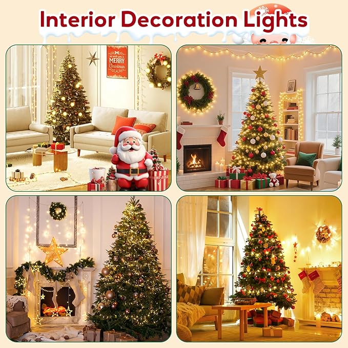 Hishine Outdoor Christmas Lights 49FT 1000LED, String Lights Indoor 8 Modes Waterproof Plug in Christmas Tree Light for Holiday, Warm White
