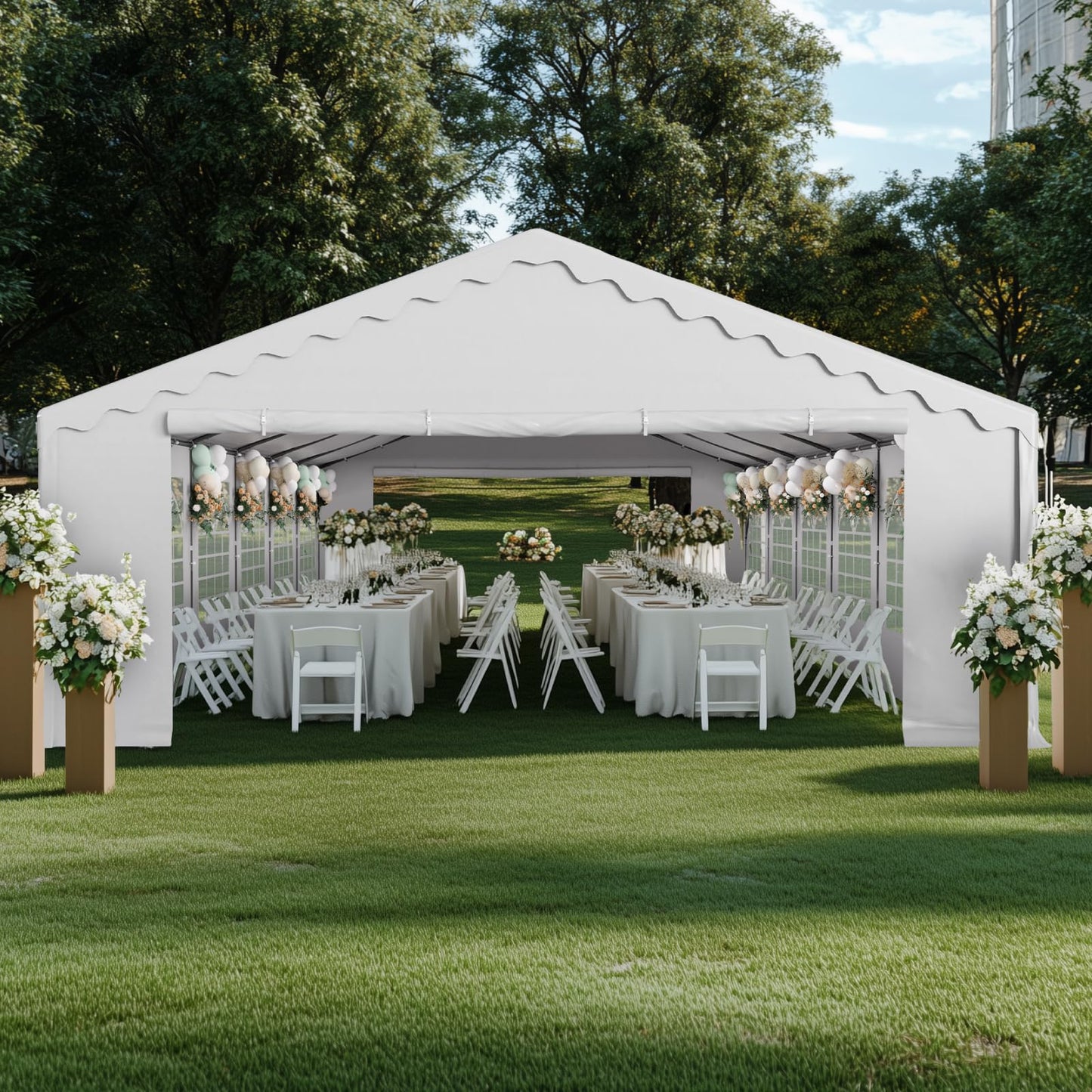 GREEN PARTY 20x40FT Party Tent Heavy Duty, Large Wedding Event Shelters with 7 Carry Bags & Removable Sidewalls, Outdoor Canopy Gazebo Commercial Tents for Parties Carport Camping Garden Patio