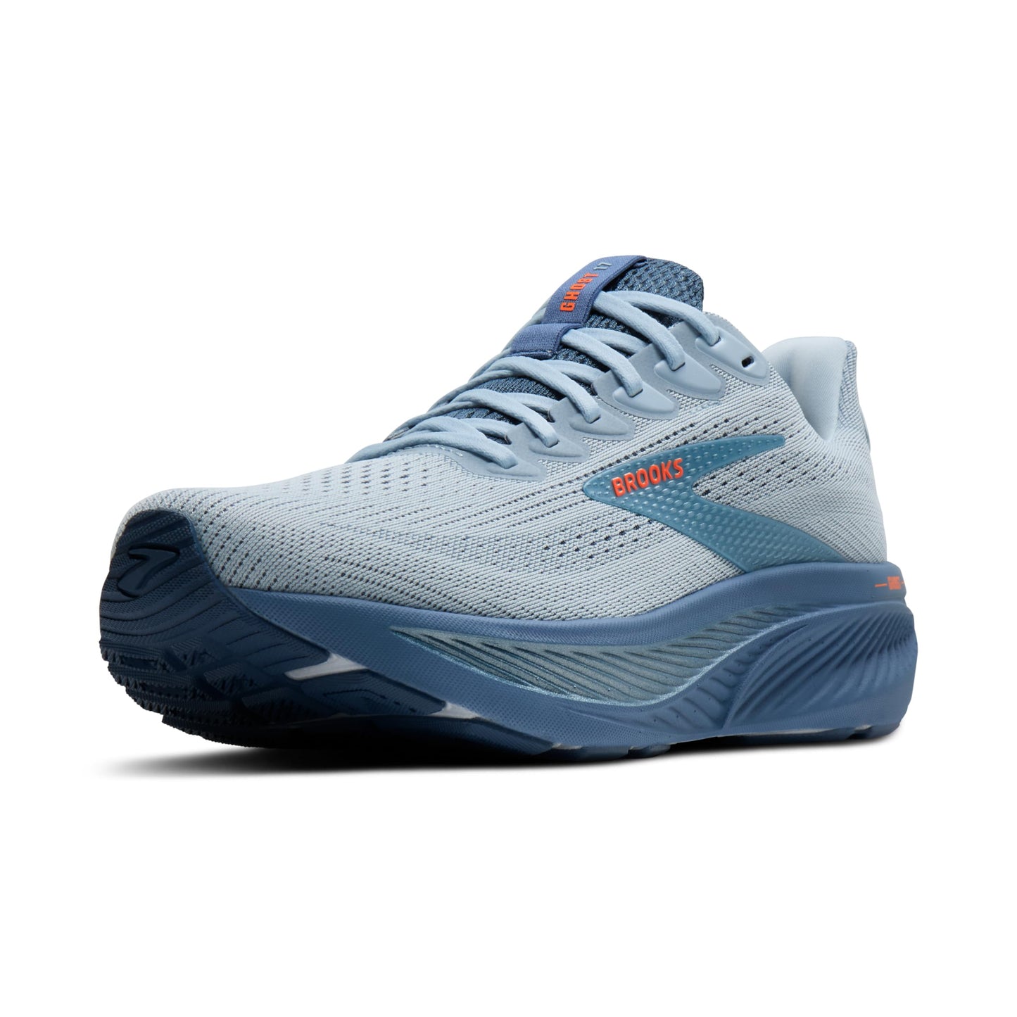 Brooks Men’s Ghost 17 Neutral Running Shoe - Skyway/Moonlight/Orange - 10.5 Medium