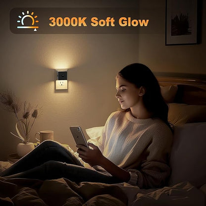 JandCase Motion Sensor Night Light, Night Lights Plug into Wall with Adjustable Brightness, Motion Activated Night Light, 3000K Warm White, for Kids Bathroom Hallway Kitchen Bedroom