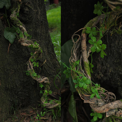 68.9inch Bendable Creepy Artificial Greenery Garland Faux Tree Trunk Branches Twigs Twisted Grape Vines Clover Leaves for Fireplace Mantel Halloween Wall Hanging Outdoor Baby Shower Party Swing Decor