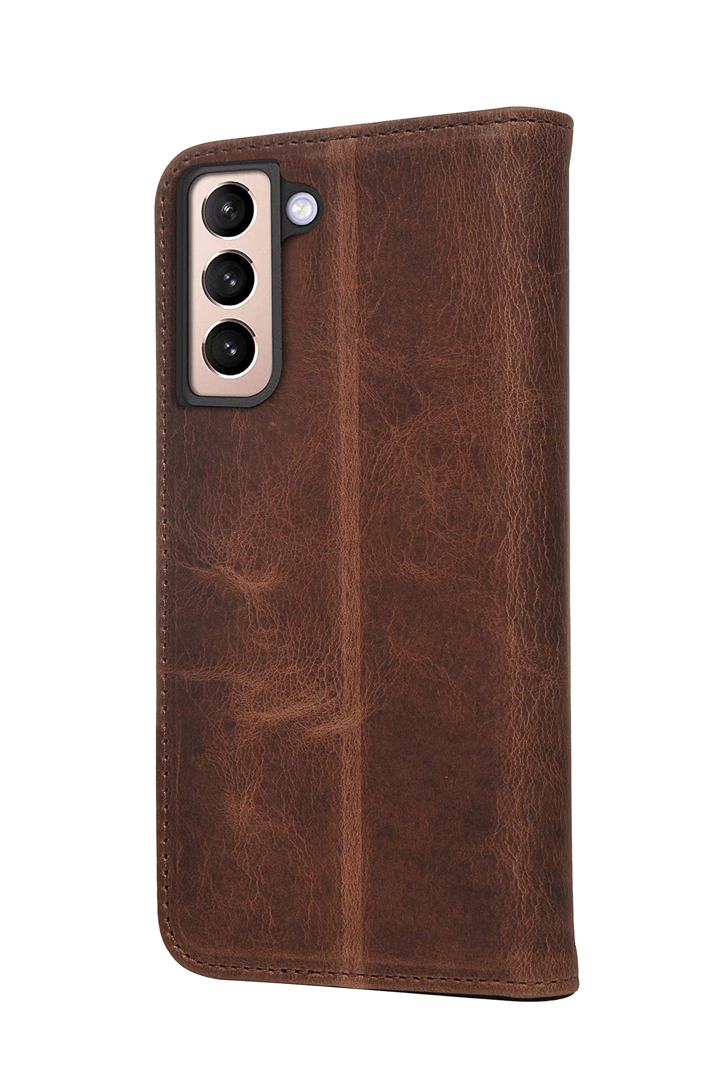 Porter Riley - Leather Case for Samsung Galaxy S21. Premium Genuine Leather Stand Case/Wallet/Cover (Chocolate Brown)