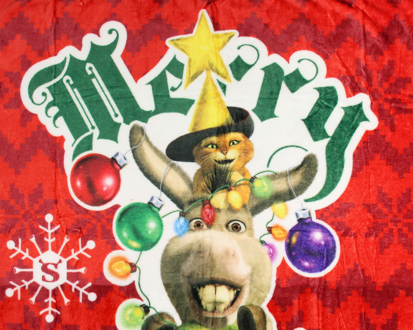 Shrek Merry Shrekmas Trio Donkey Puss in Boots Throw Blanket - 46" x 60" Cozy Soft Fleece Throw Blanket for Bed Couch