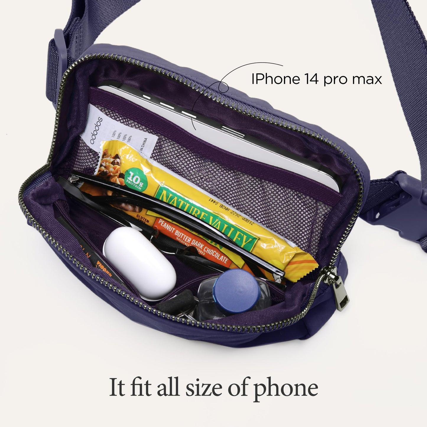 ODODOS Unisex Mini Belt Bag with Adjustable Strap Small Fanny Pack for Workout Running Traveling Hiking, Black